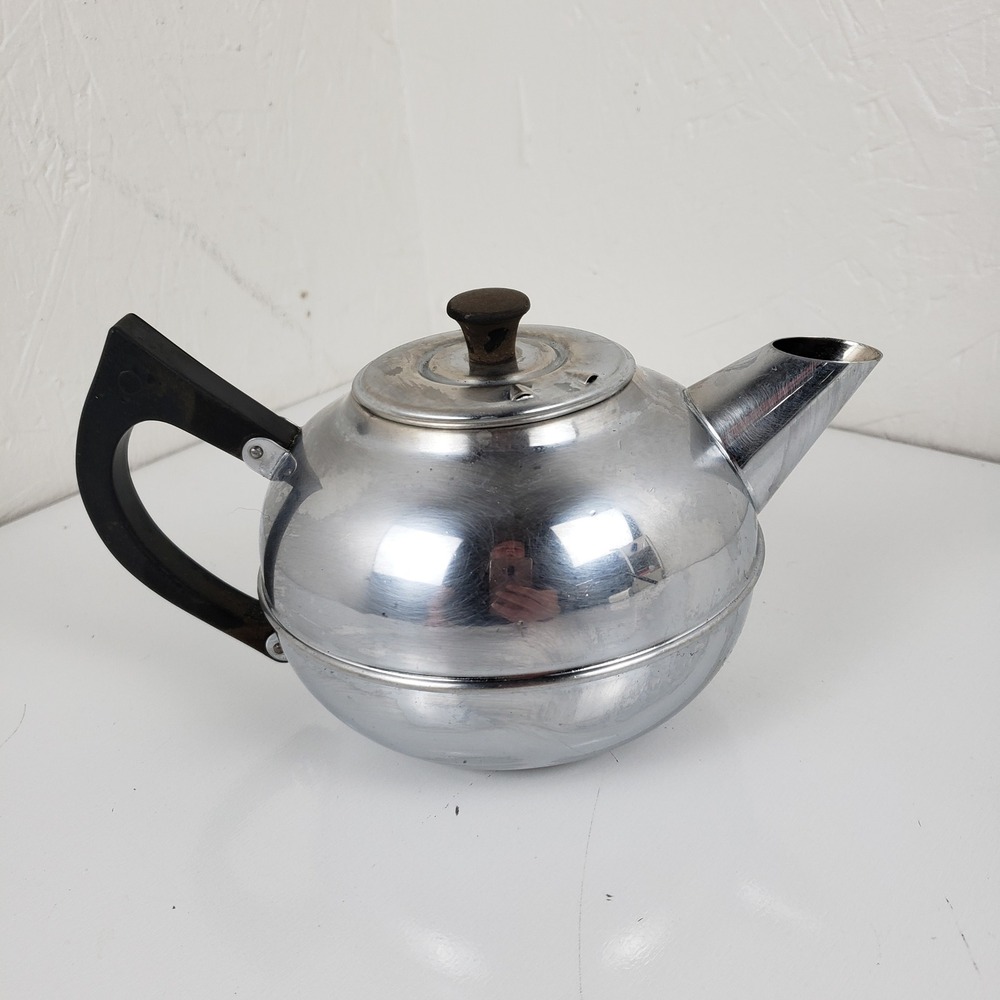 Vintage Gil-Cor 4 Cup Teapot Chrome on Copper Made in New‎ Zealand Mid Century